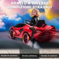Macchina Elettrica per Bambini 3-5 Anni 12V Lamborghini SIAN, 3-5km/h Auto Elettrica per Bambini con 2 Motori, Fari e Musica, Telecomando, Cintura e Clacson, Rosso - Image 8