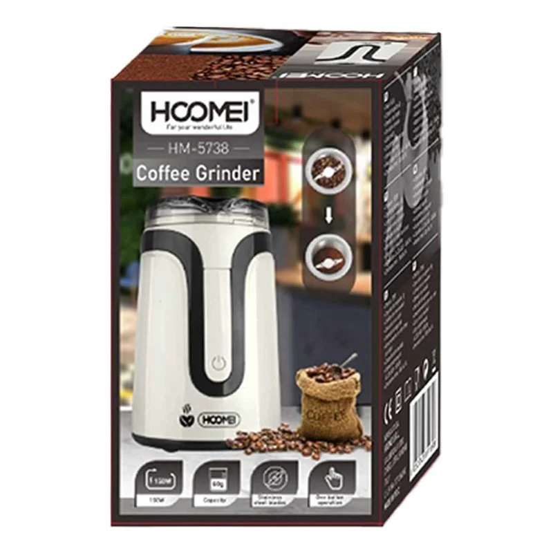 Macinacaffe Elettrico con Lame in Acciaio Inossidabile Base in Alluminio Capacita 60g 150W Macinatura Istantanea per Caffe Espresso Cappuccino - Image 3