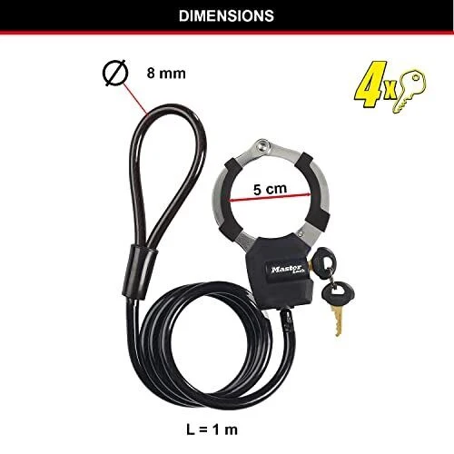 MASTER LOCK Street Cuff Nero 1000 mm Antifurto - Image 6