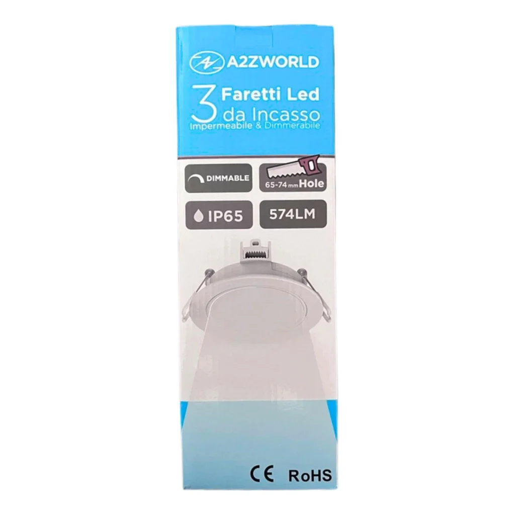 3 Faretti LED da Incasso Dimmerabili 5W 220V Rotondi Bianchi 4000K D87mm H36mm Foro 70mm IP65 - Image 6