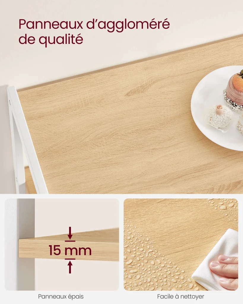 Mensola da cucina indipendente con 2 cestelli in metallo 35 x 80 x 95 cm stile panetteria con ganci e ripiani ripiano per microonde bianco 12_0006121 - Image 2