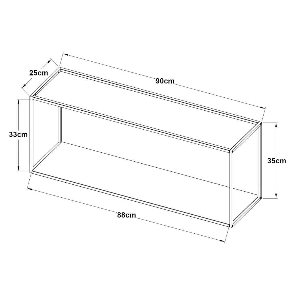 Mensola da Parete Notodden Telaio Rettangolare 90 x 25 x 35 cm Acciaio Nero [en.casa] - Image 3