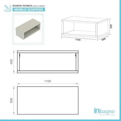 Mensolone bagno 110 cm grigio chiaro con vano a giorno per lavabo da appoggio Master - Image 7