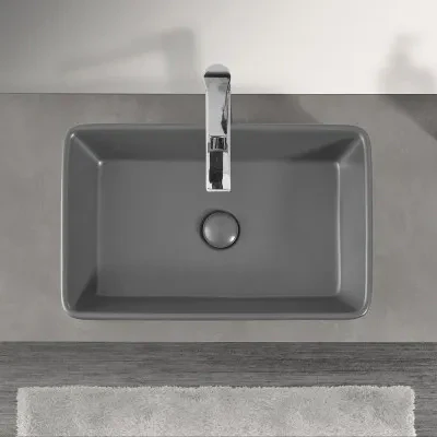 Mensolone bagno 140 cm grigio cemento per lavabo da appoggio Master