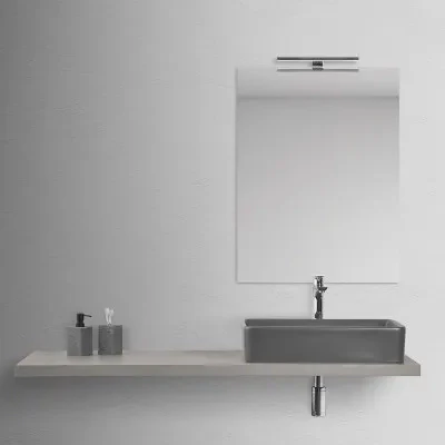 Mensolone bagno 140 cm grigio cemento per lavabo da appoggio Master - Image 2
