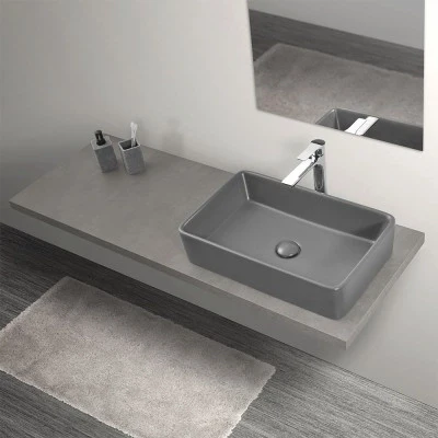 Mensolone bagno 140 cm grigio cemento per lavabo da appoggio Master - Image 6