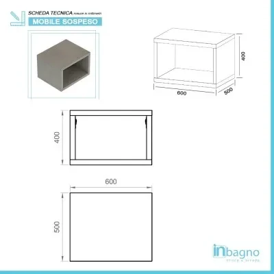 Mensolone bagno 60 cm grigio cemento con vano a giorno per lavabo da appoggio Master - Image 8