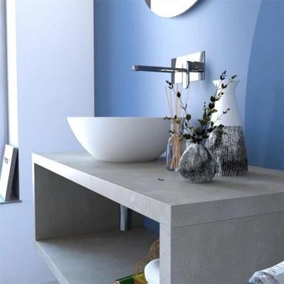 Mensolone bagno 60 cm grigio cemento con vano a giorno per lavabo da appoggio Master - Image 9