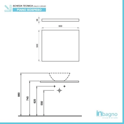 Mensolone bagno 60 cm grigio chiaro per lavabo da appoggio Master - Image 10