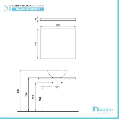 Mensolone bagno 60 cm grigio chiaro per lavabo da appoggio Master - Image 4