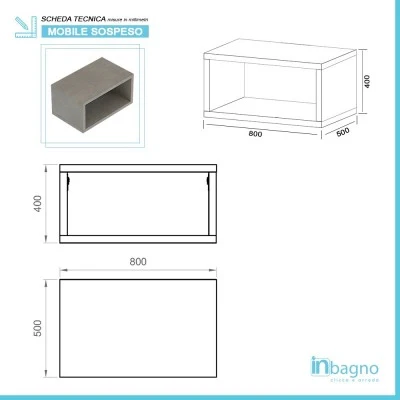 Mensolone bagno 80 cm grigio cemento con vano a giorno per lavabo da appoggio Master - Image 9