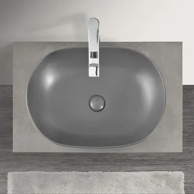 Mensolone bagno 80 cm grigio cemento per lavabo da appoggio Master - Image 2