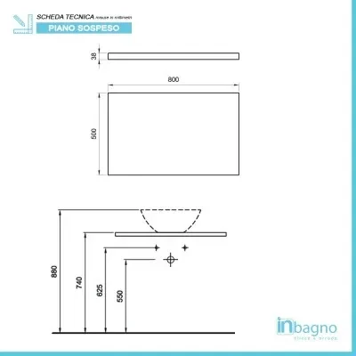 Mensolone bagno 80 cm grigio cemento per lavabo da appoggio Master - Image 4