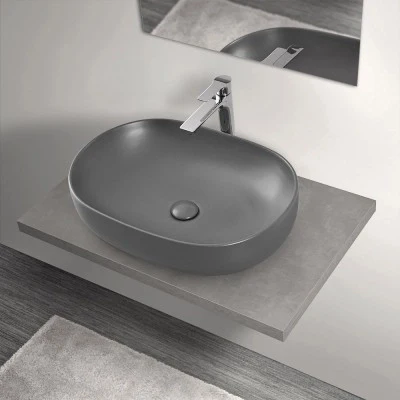 Mensolone bagno 80 cm grigio cemento per lavabo da appoggio Master - Image 7