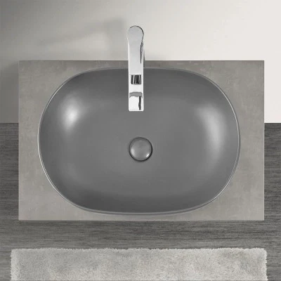 Mensolone bagno 80 cm grigio cemento per lavabo da appoggio Master - Image 8