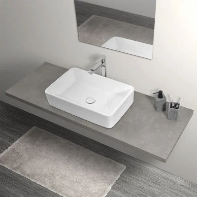 Mensolone effetto legno grigio cemento per lavabi da appoggio da 110 cm serie Master