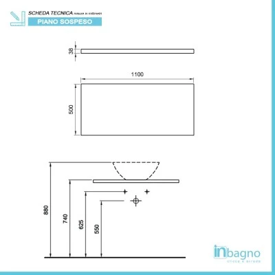 Mensolone effetto legno grigio cemento per lavabi da appoggio da 110 cm serie Master - Image 4