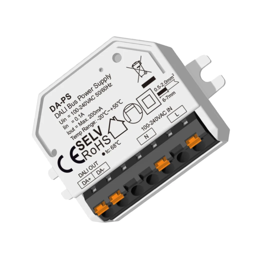 Mini Alimentatore Bus DALI, Input 220V, Uscita 16V DC Max 200mA, Protezione da Cortocircuito, per Master e Dispositivi di Controllo Illuminazione, 56X38X18mm Da Incasso - Image 3