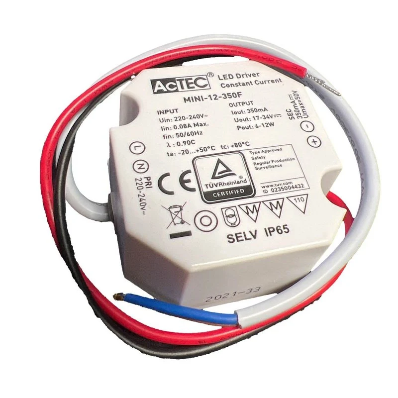 Mini Led Driver IP65 Corrente Costante 350mA 17V-34V 12W 50X48X24mm - Image 3