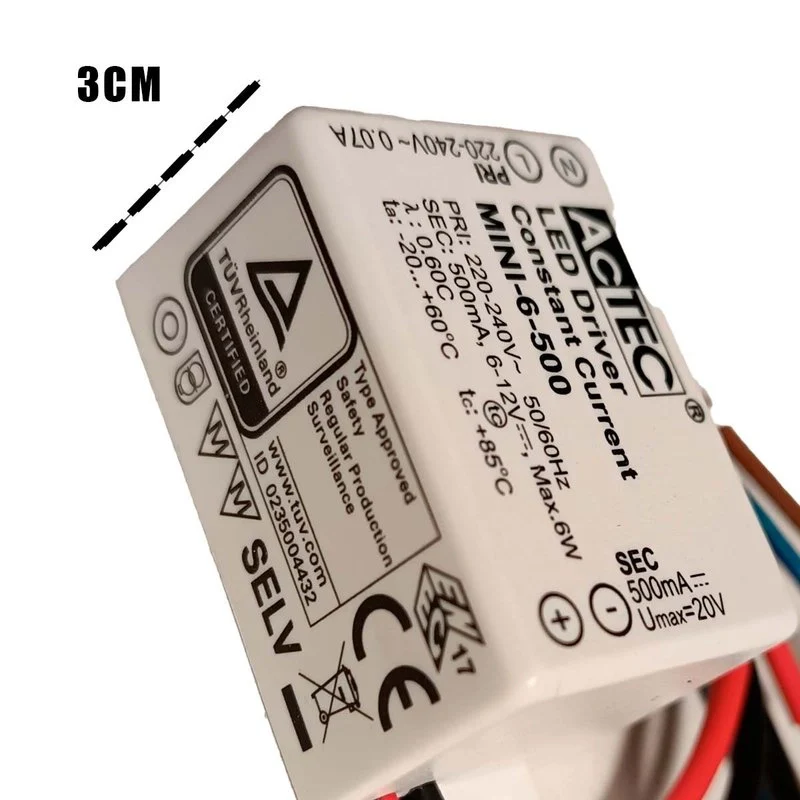 Mini Led Driver IP65 Corrente Costante 500mA 6V-12VDC 6W 48X38X21mm - Image 2