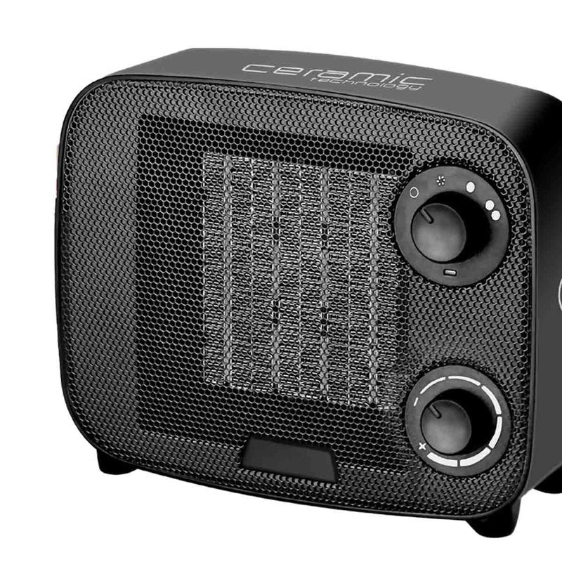 Mini Termoventilatore in Ceramica Potenza Regolabile 750W 1500W con Livelli Regolabile con Autoprotezione Surriscaldamento Nero - Image 3