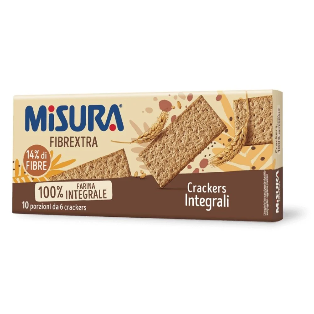Misura fibrextra crackers integrali in confezione da 385 grammi con 10 monoporzioni
