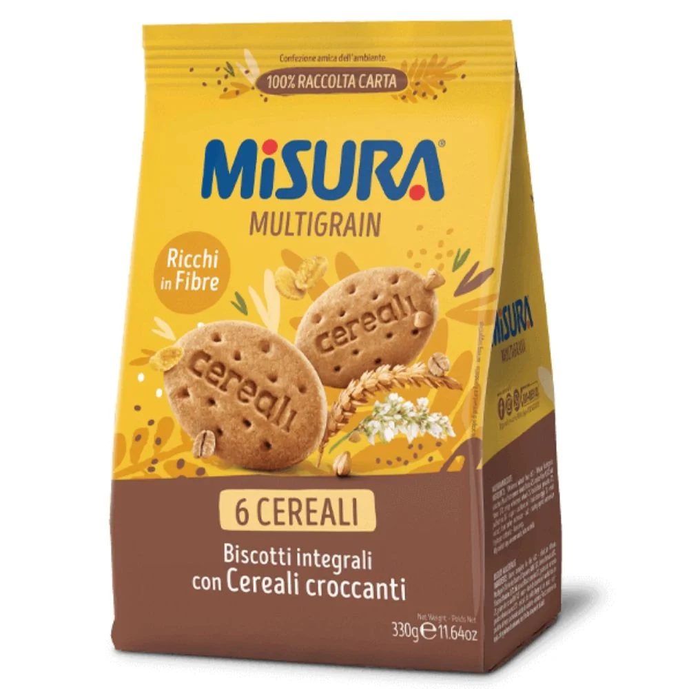 Misura multigrain biscotti integrali con 6 cereali croccanti in confezione da 330 grammi