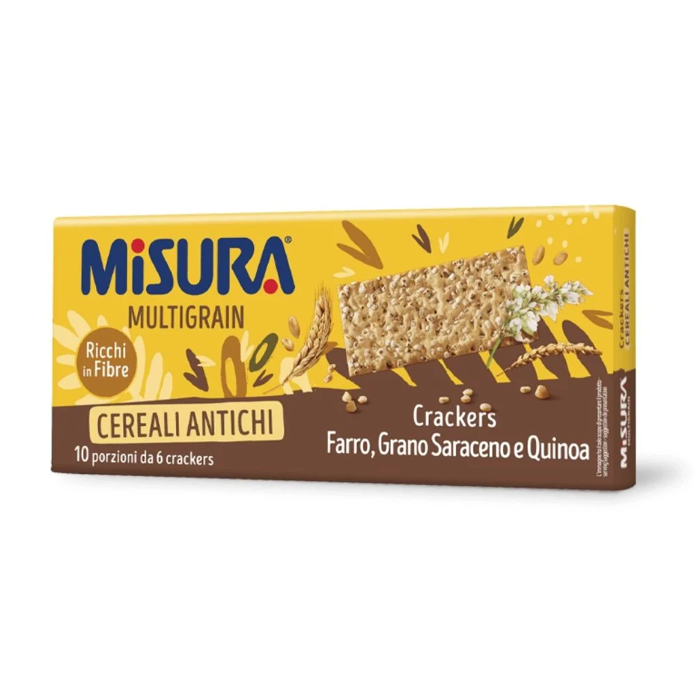 Misura multigrain crackers ai cereali soffiati in confezione da 350 grammi con 10 monopozioni