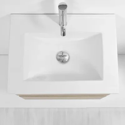 Mobile bagno sospeso 60 cm Duble rovere africa con lavabo e specchio - Image 6