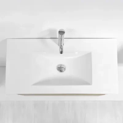 Mobile bagno sospeso 90 cm Duble rovere africa completo di lavabo e specchio - Image 6