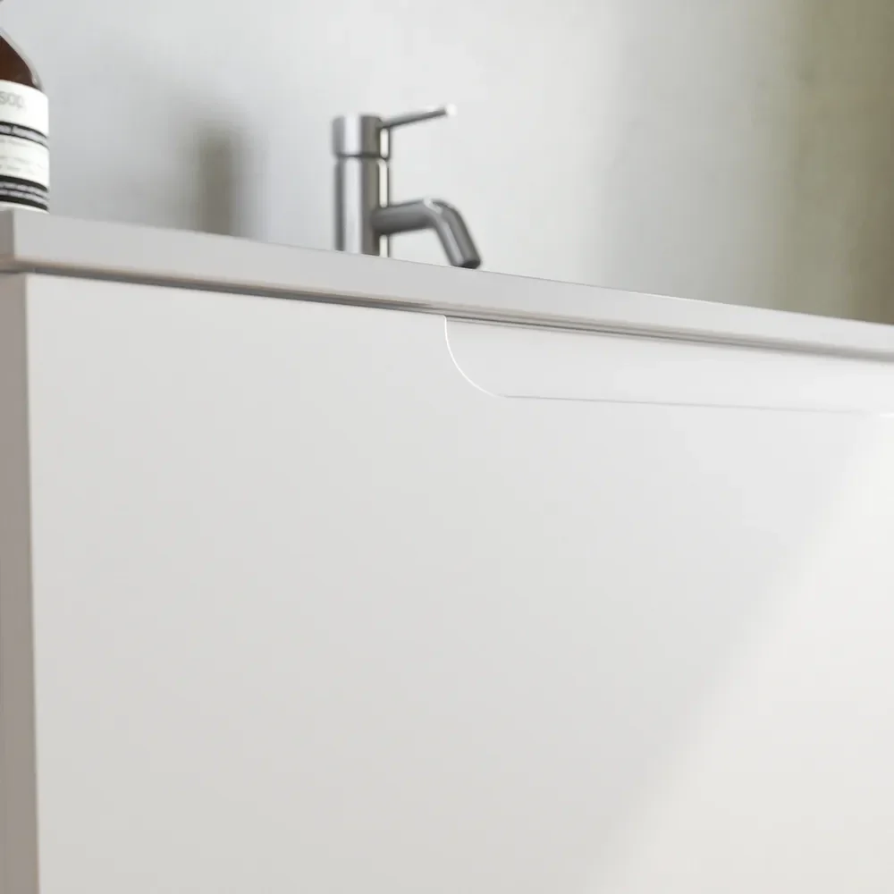 Mobile bagno sospeso 90 cm un cassetto bianco opaco con lavabo | Ardenne - Image 7