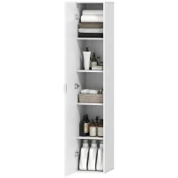 Mobile Bagno Sospeso a Colonna con Ripiani Regolabili e Chiusura Soft Close, 30x31.5x160 cm, Bianco - Image 10