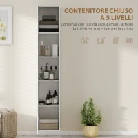 Mobile Bagno Sospeso a Colonna con Ripiani Regolabili e Chiusura Soft Close, 30x31.5x160 cm, Bianco - Image 6