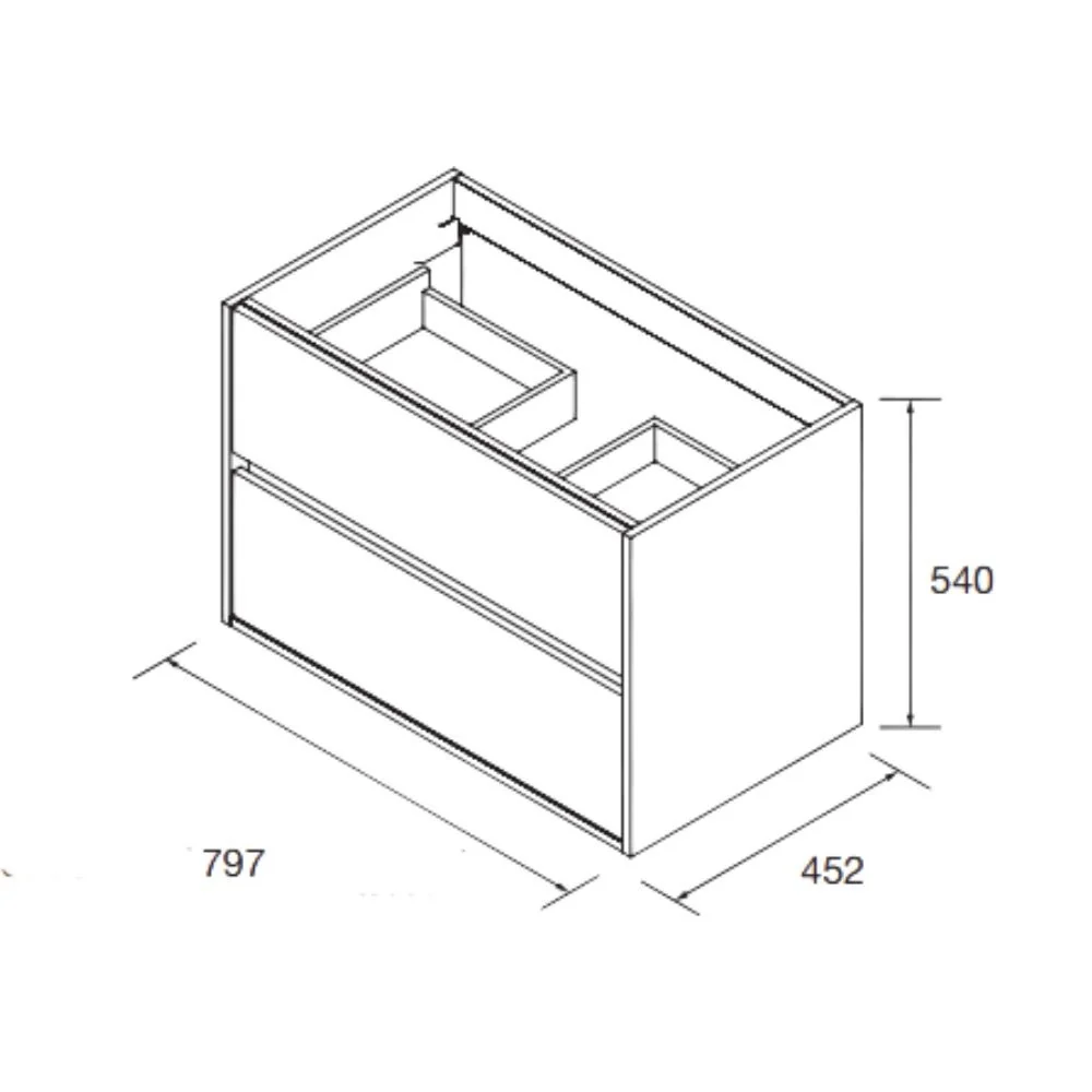 Mobile bagno sospeso Claros80 grigio opaco con lavabo 2 cassetti 80x45x56h - Image 2