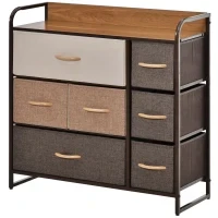 Mobile Cassettiera da Camera da Letto e Soggiorno, Cassettiera con 7 Cassetti Pieghevoli in Tessuto e Ripiano in MDF, 80x29x78.5cm, Multicolore