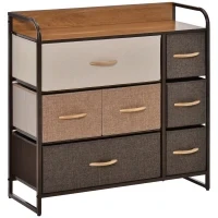 Mobile Cassettiera da Camera da Letto e Soggiorno, Cassettiera con 7 Cassetti Pieghevoli in Tessuto e Ripiano in MDF, 80x29x78.5cm, Multicolore - Image 10