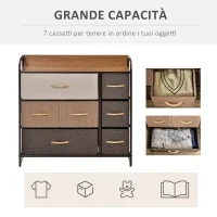 Mobile Cassettiera da Camera da Letto e Soggiorno, Cassettiera con 7 Cassetti Pieghevoli in Tessuto e Ripiano in MDF, 80x29x78.5cm, Multicolore - Image 5