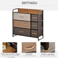 Mobile Cassettiera da Camera da Letto e Soggiorno, Cassettiera con 7 Cassetti Pieghevoli in Tessuto e Ripiano in MDF, 80x29x78.5cm, Multicolore - Image 6