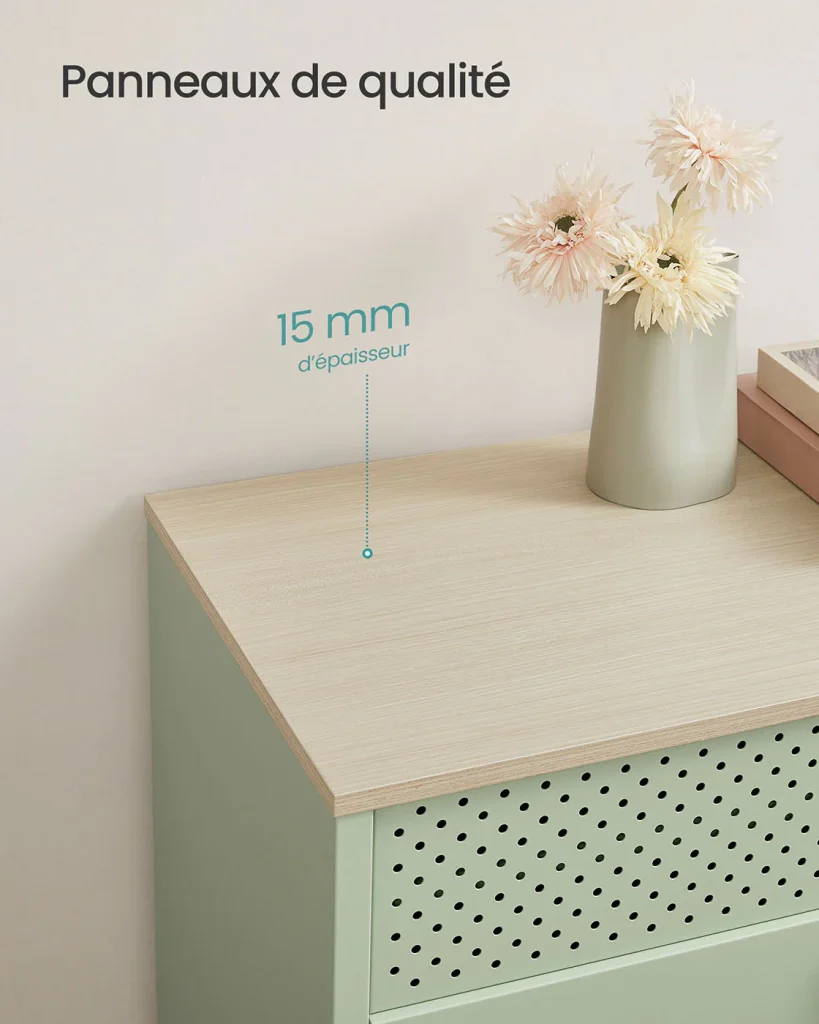 Mobile contenitore/credenza 40 x 80 x 76 cm con doppie ante magnetiche e ripiano regolabile per sala da pranzo soggiorno cucina ingresso struttura in acciaio stile industriale verde 12_0006435 - Image 3