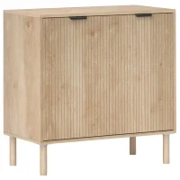 Mobile Contenitore in Legno a 2 Livelli con Ripiano Regolabile su 3 Livelli, 78x40x77.5 cm, color Rovere