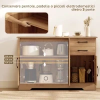 Mobile Cucina con 2 Cassetti e 3 Armadietti, Ripiani Regolabili, 120x38x79 cm, Rovere - Image 4