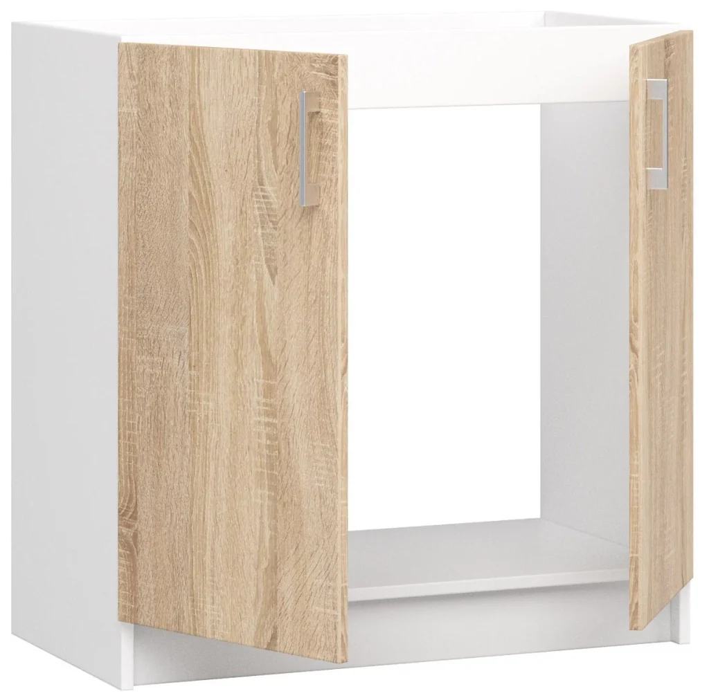 Mobile da cucina per incasso del forno AKORD S80 sistema LIMA Bianco 80 cm 2 ante inserto frontale Sonoma Quercia 80x44,5x82 cm - Image 2
