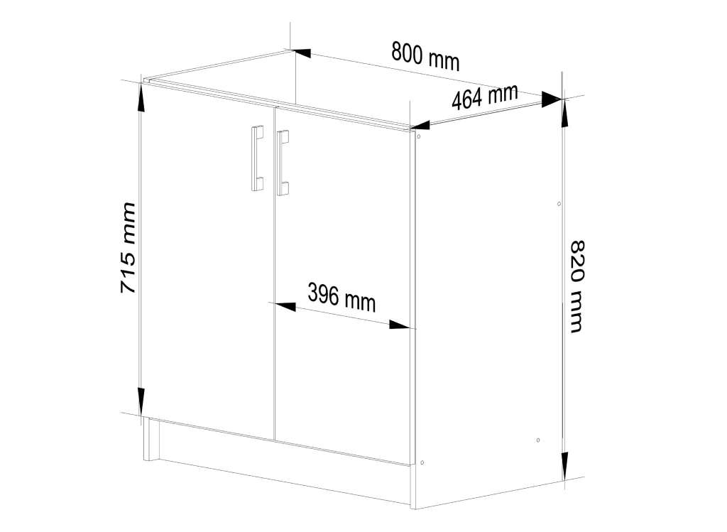 Mobile da cucina per incasso del forno AKORD S80 sistema LIMA Bianco 80 cm 2 ante inserto frontale Sonoma Quercia 80x44,5x82 cm - Image 3