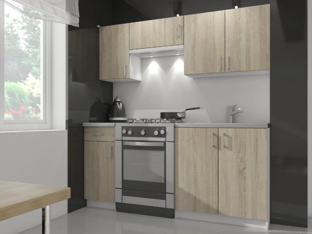 Mobile da cucina per incasso del forno AKORD S80 sistema LIMA Bianco 80 cm 2 ante inserto frontale Sonoma Quercia 80x44,5x82 cm - Image 4