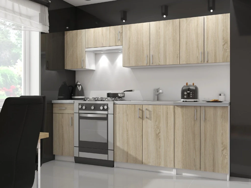 Mobile da cucina per incasso del forno AKORD S80 sistema LIMA Bianco 80 cm 2 ante inserto frontale Sonoma Quercia 80x44,5x82 cm - Image 6