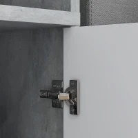 Mobile da Ingresso 4 in 1 con Specchio, Ganci e Ripiani Interni, in Legno, 145x29x184 cm, Grigio e Bianco - Image 9