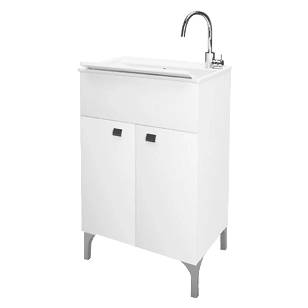 MOBILE LAVATOIO ANTA DOPPIA cm 50 x 50 x h.83 - bianco lucido  - SAVINIDUE