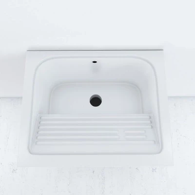 Mobile Lavatoio Bianco Lucido in ceramica 60x50 cm con strofinatoio integrato - Image 4