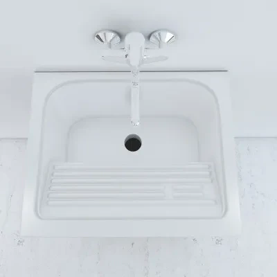 Mobile Lavatoio Bianco Lucido in ceramica 60x50 cm con strofinatoio integrato - Image 9