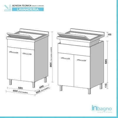 Mobile Lavatoio in ceramica Grigio 60x50 cm ideale per interni - Image 5